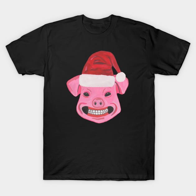Christmas Santa Pig T-Shirt by deadblackpony